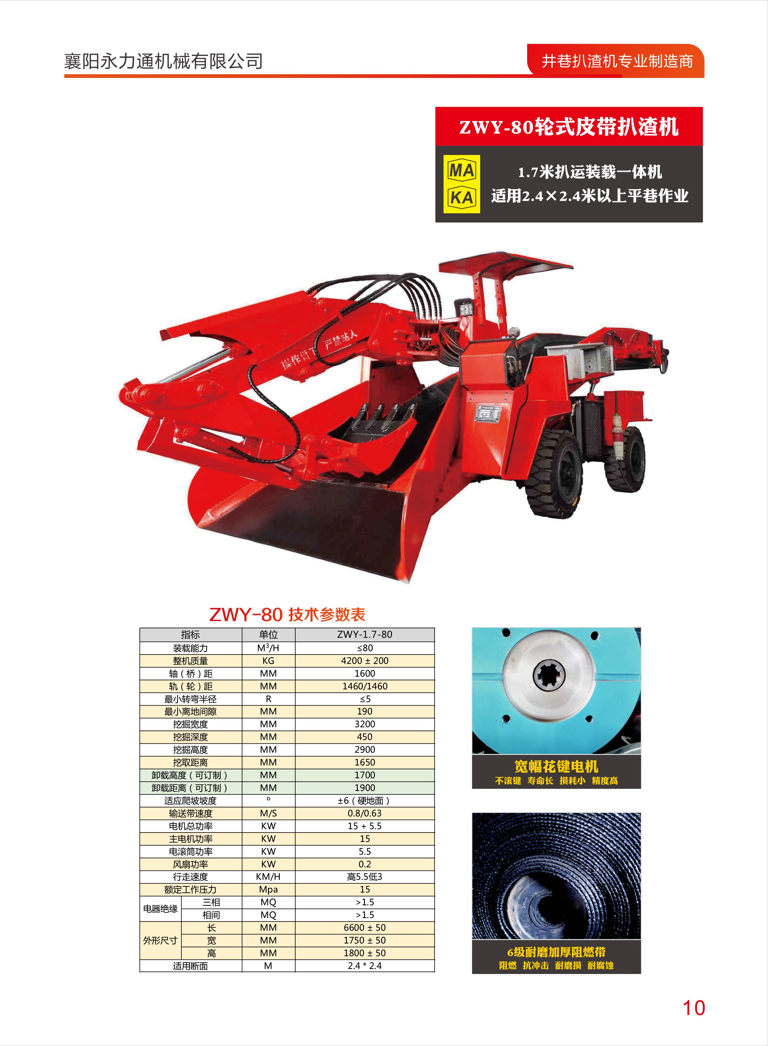 80型輪式皮帶扒渣機參數表